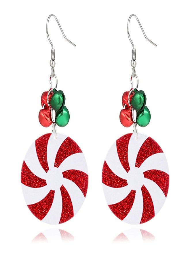 WCRAZYE Christmas Earrings for Women Cute Sweet Reindeer Jingle Bell Bow Candy Cane Earrings Colourful Snowflake Christmas Tree Earrings Christmas Holiday Jewelry (Red Jingle Bell) - Image 1